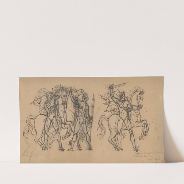 Three Warriors and Their Horses, Study for a Bas Relief Sculpture in the Chateau de Tervueren (first half 19th century) by François Rude
