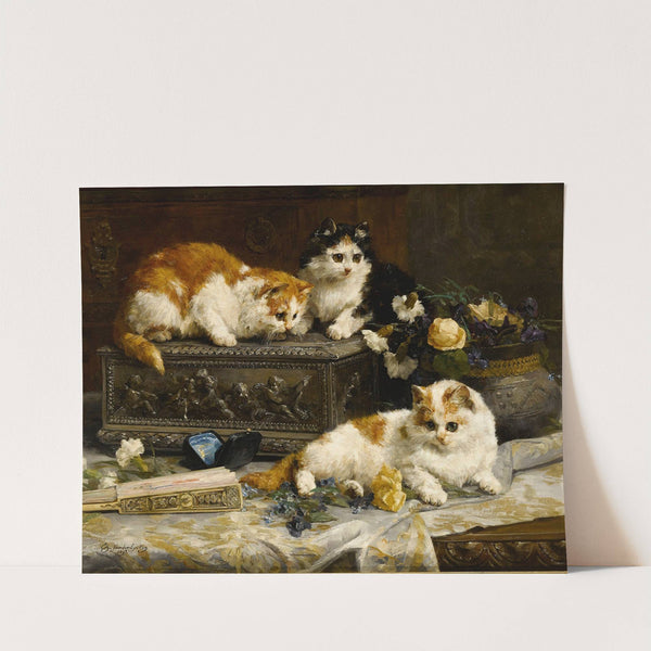 Three Watchful Kittens by Charles Van Den Eycken