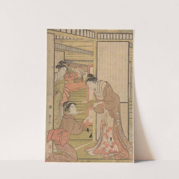 Three Women at Open Door by Eishi Hosoda