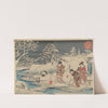 Three Women Making a Snow Rabbit in a Garden (1854) by Andō Hiroshige