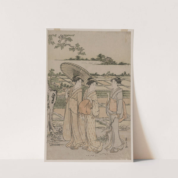 Three Women Strolling in the Countryside (mid 1780s) by Chōbunsai Eishi