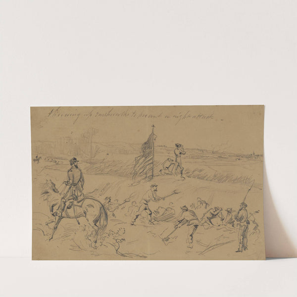 Throwing up earthworks to prevent a night attack by Alfred Rudolph Waud