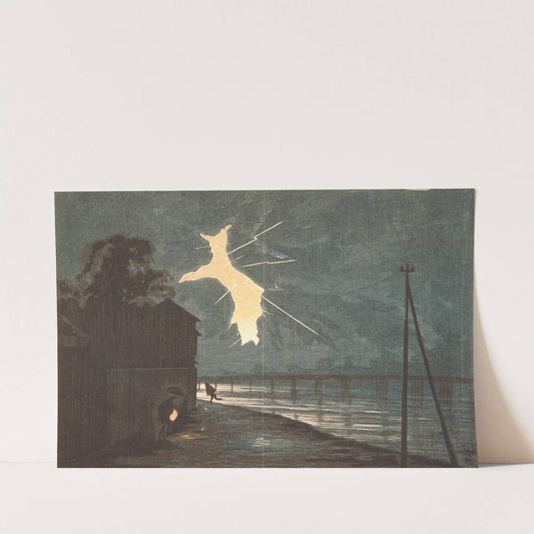 Thunder and Lightning at Oumaya Bridge by Kobayashi Kiyochika