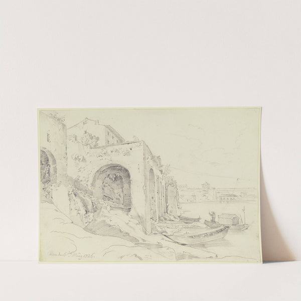 Tiberufer in Rom mit der Fähre bei der Farnesina by Ernst Fries