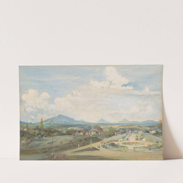 Tillemaplein te Semarang met op de achtergrond de vulkanen Sindoro en Soembing by Frans Bakker