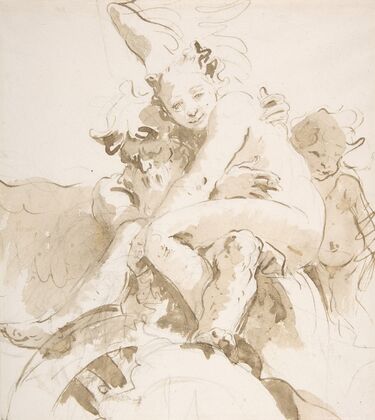 Time Holding a Nude Woman, a Putto at Right