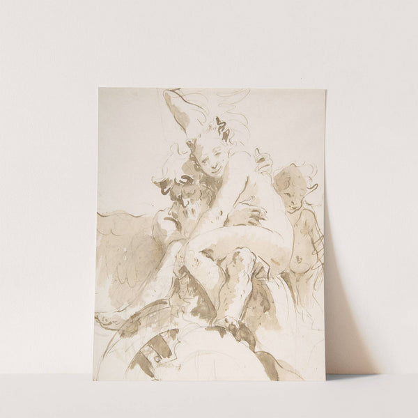 Time Holding a Nude Woman, a Putto at Right (1696–1770) by Giovanni Battista Tiepolo