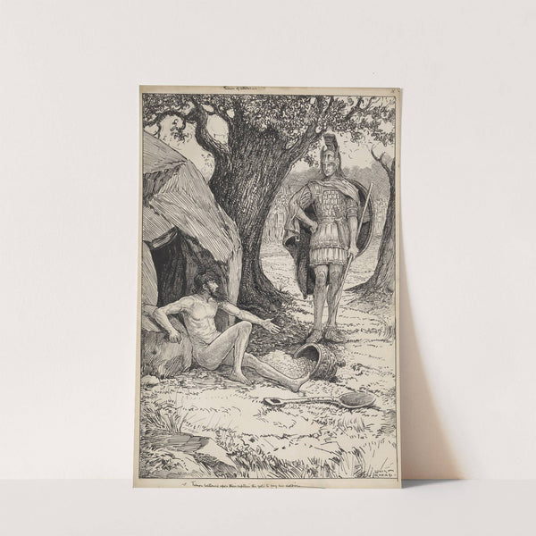 Timon of Athens, Timon bestowed upon their captain the gold to pay his soldiers Louis Rhead (1917-1918) by Louis Rhead