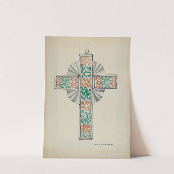 Tin and Painted Glass Cross by Majel G. Claflin