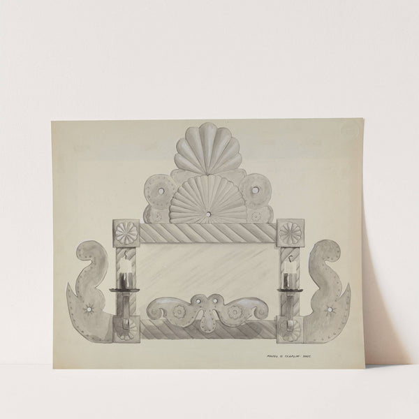 Tin Mirror Frame with 2 Candle Sockets by Majel G. Claflin