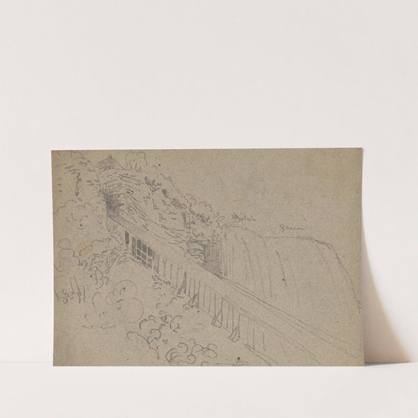 Tipple on mountain side extending from mine opening on upper left to bottom right (1850-1860) by James Fuller Queen