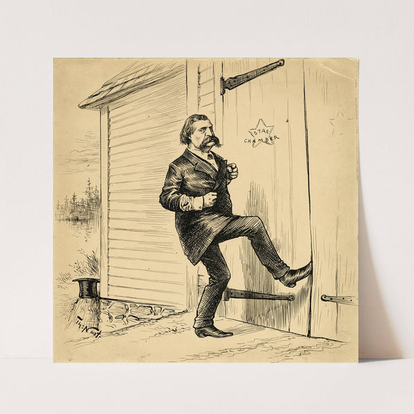 Tis Logan that is gently tapping, rapping at the secret chamber door (1886) by Thomas Nast