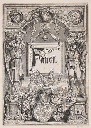 Titelblad og Vignet til en udgave af Faust , München 1884
