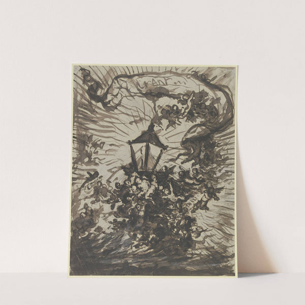 Titelblattentwurf für die Zeitschrift 'Frankfurter Latern'; Ein Banner und eine Laterne tragende Putten by Victor Müller