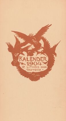 Titelprent met kraaien voor de kalender van 1904