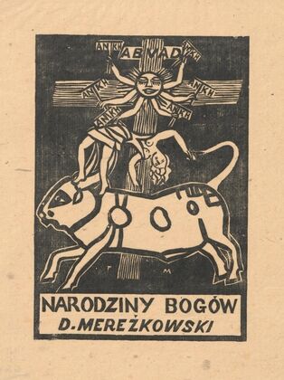 Title card for D. Merezhkovsky’s work Birth of Gods (1925)