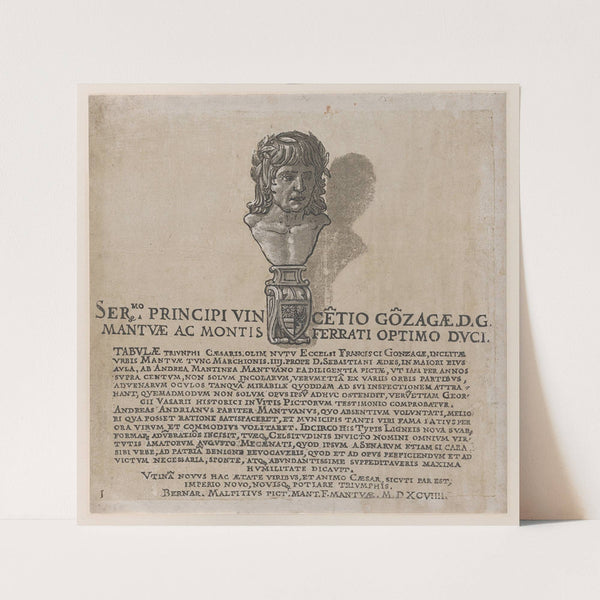 Title page, from ;The Triumph of Julius Caesar; (1599) by Andrea Mantegna