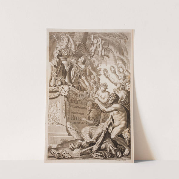 Title page with a bust of Carl Gustaf, king of Sweden, and a host of allegorical figures honouring him (1696) by Jean Boulanger