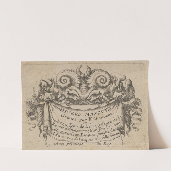 Title Plate with Two Satyr Heads (1635–1645) by François Chauveau