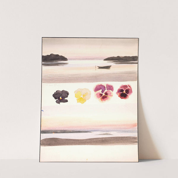 To aftenlandskaber adskilt af studier af blomster (1896 - 1897) by Agnes Slott-Møller