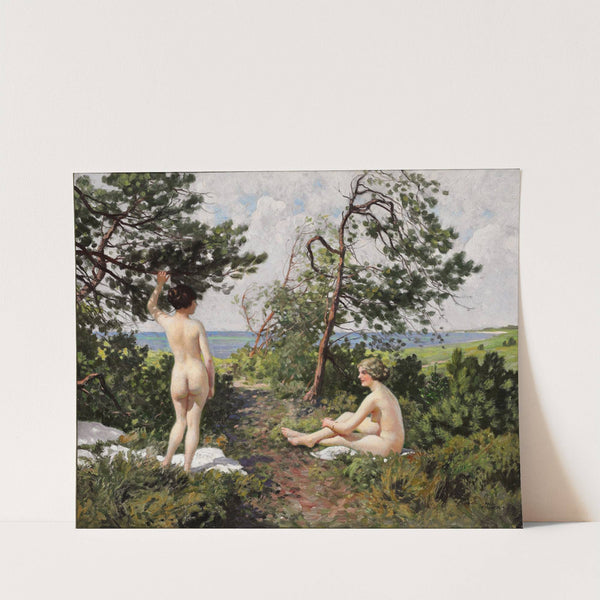 To badepiger i et krat ved kysten ved Hornbæk by Paul Fischer