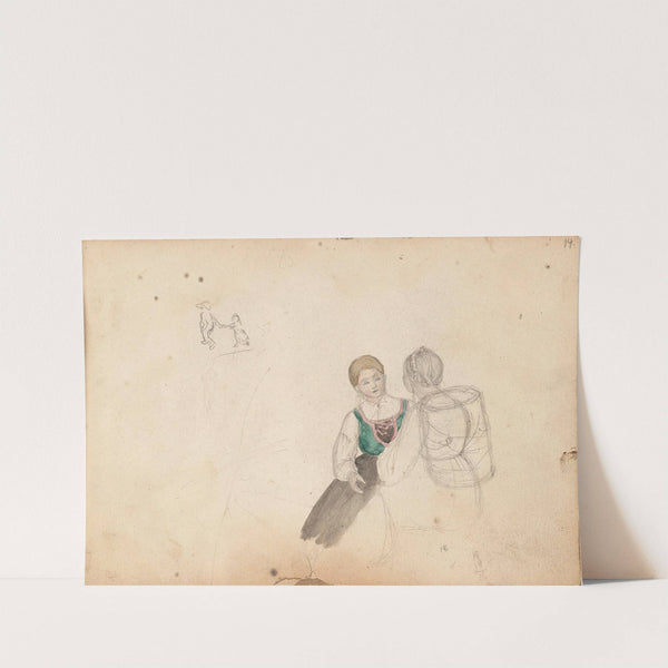To barn; to unge kvinner (1843) by Hans Gude