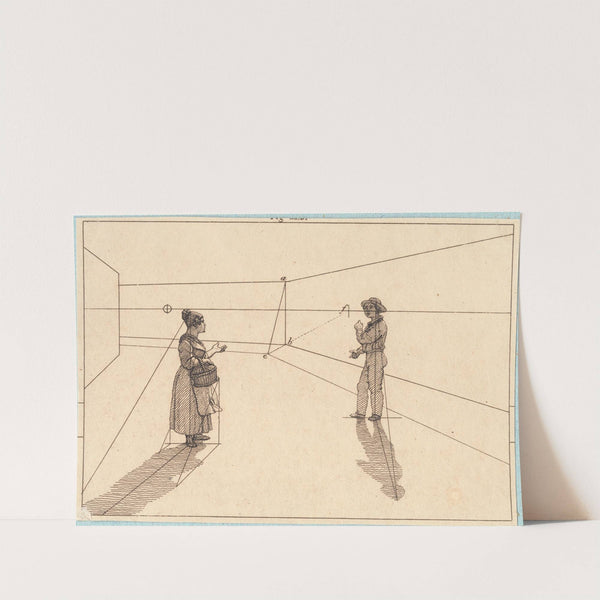 To figurer i en geometrisk konstruktion Illustration til Linearperspectiven , Tavle IV by Christoffer Wilhelm Eckersberg