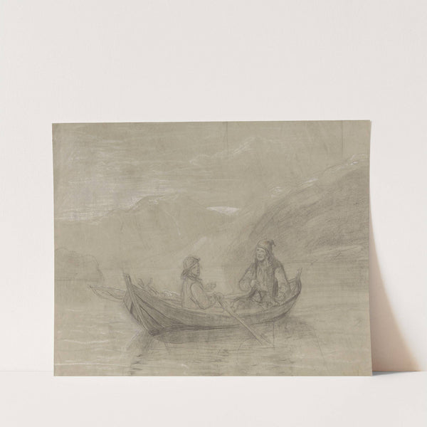 To fiskere i båt by Adolph Tidemand