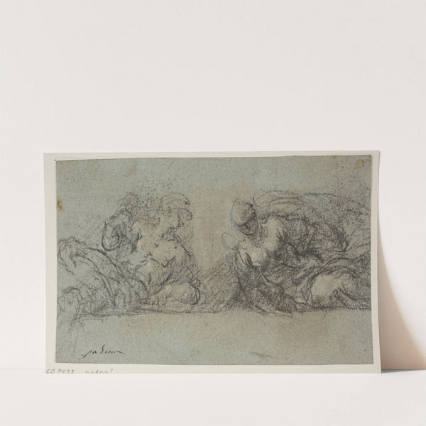 To halvtliggende figurer vendt mod hinanden by Jacopo Palma il Giovane