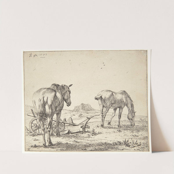 To heste og en plov by Karel Dujardin