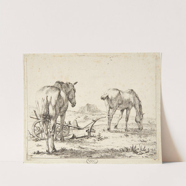 To heste og en plov by Karel Dujardin