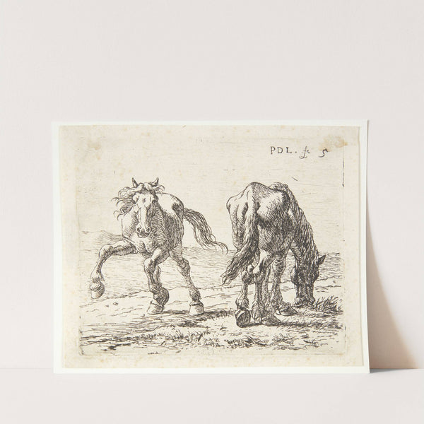 To heste på en eng by Pieter van Laer