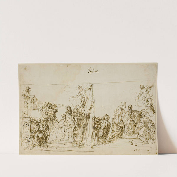 To kompositionsskitser til votivmaleriet af Doge Pasquale Cicogna, Sala del Pregadi, Dogepaladset, Venedig by Jacopo Palma il Giovane