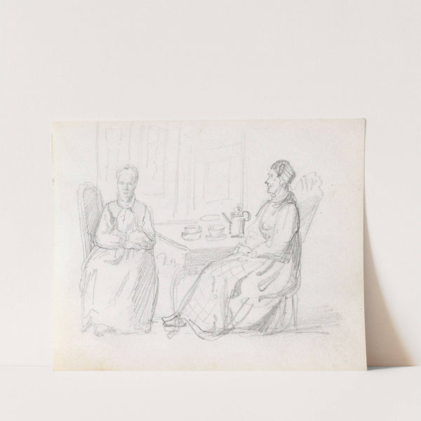 To kvinner som drikker kaffe (1848) by Adolph Tidemand