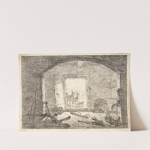 To muldyr i indgangen til en stald by Pieter van Laer