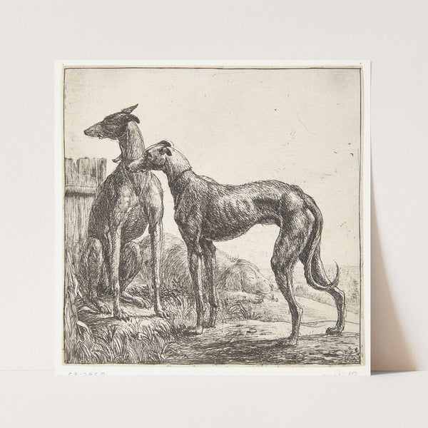 To mynder og en sovende hund by Simon de Vlieger