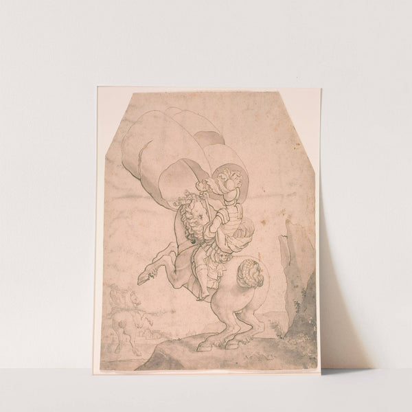 To ryttere, den forreste bærende en fane by Melchior Lorck