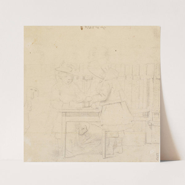 To små piger med mamelukker ved et bord i det fri (1880) by Hans Smidth