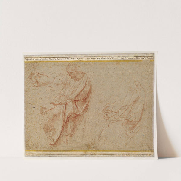 To studier af en siddende mand samt et studie af hans foldede hænder by Andrea Sacchi