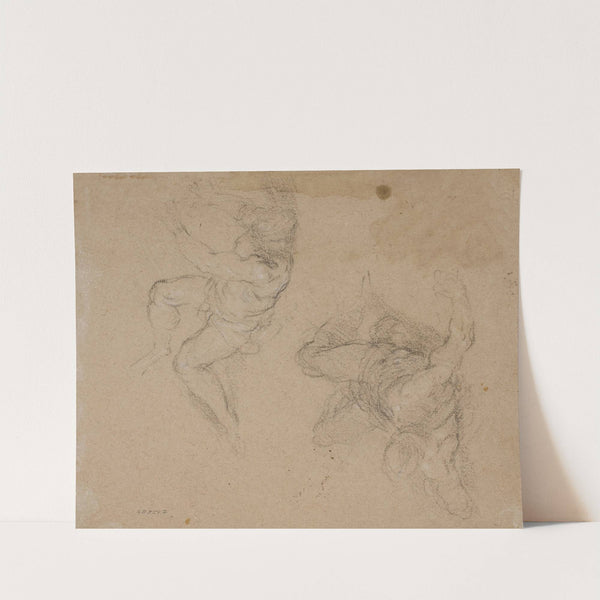 To studier af mandlige figurer liggende på ryggen, set i forkortning by Jacopo Palma il Giovane