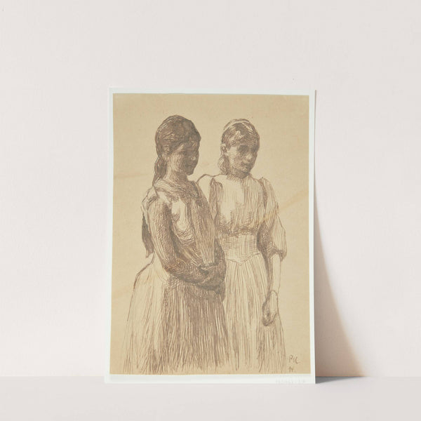 To unge piger Studie til maleriet Bal i en provinsby Gøteborg kunstmuseum by Peter Hansen