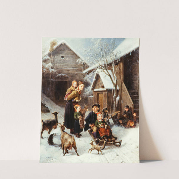 Tobogganing (Dalecarlian Scene) (1875) by Bengt Nordenberg