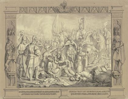 Tod des Kaisers Adolf von Nassau in der Schlacht bei Gellheim im Jahre 1298