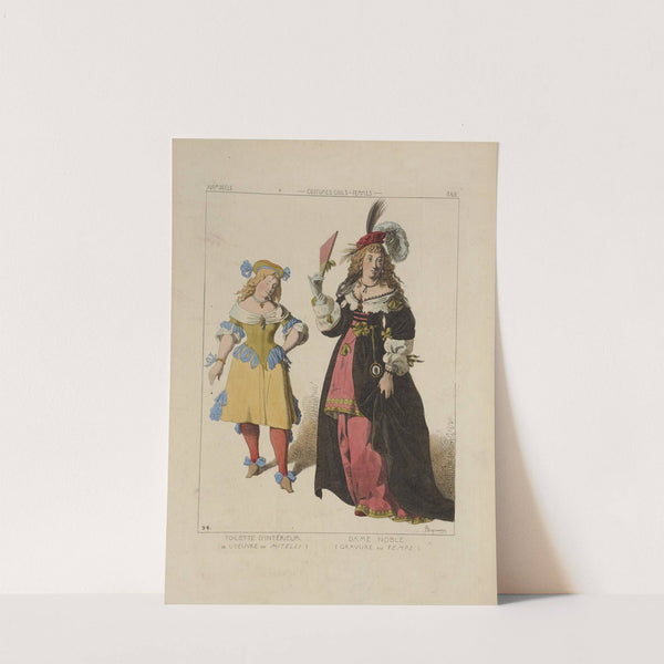 Toilette d'intérieur (de l'oeuvre de Mitelli) Dame Noble (gravure du temps). XVIIe siecle, costumes civils, femmes, Italie. by Raphaël Jacquemin