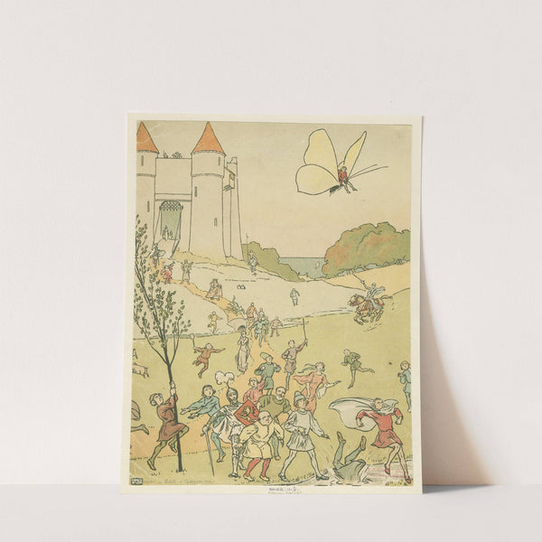 Tom Thumb hitches a ride on a butterfly (1922) by Leonard Leslie Brooke