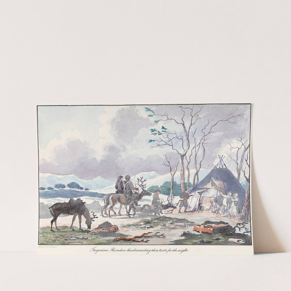 Tongusian Raindeer Breeders Erecting Their Tent for the Night by Charles Hamilton Smith