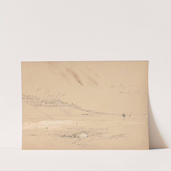 Topographical Sketch of a Seaside Town with Buildings and Beach by Myles Birket Foster