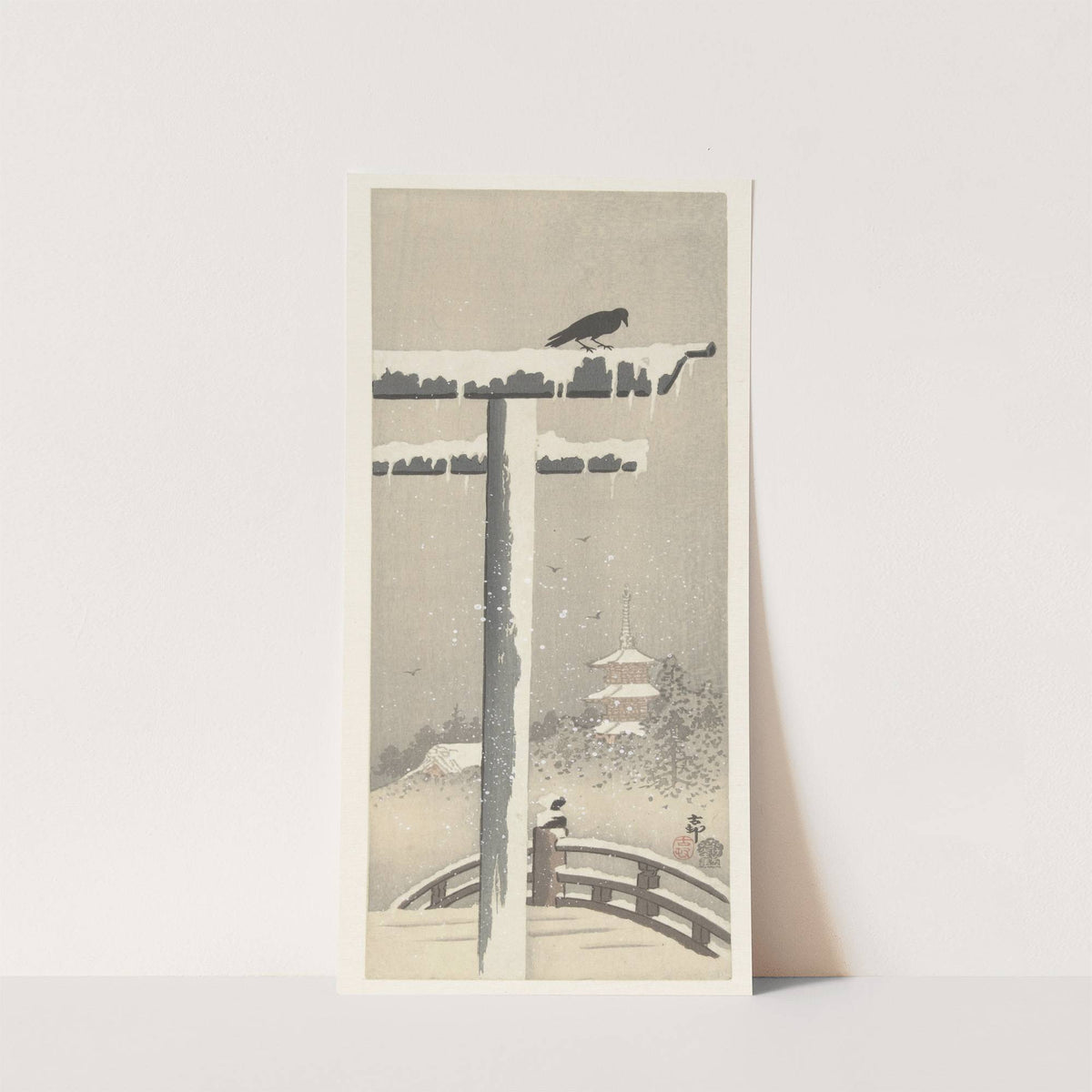 Torii in the snow by Ohara Koson