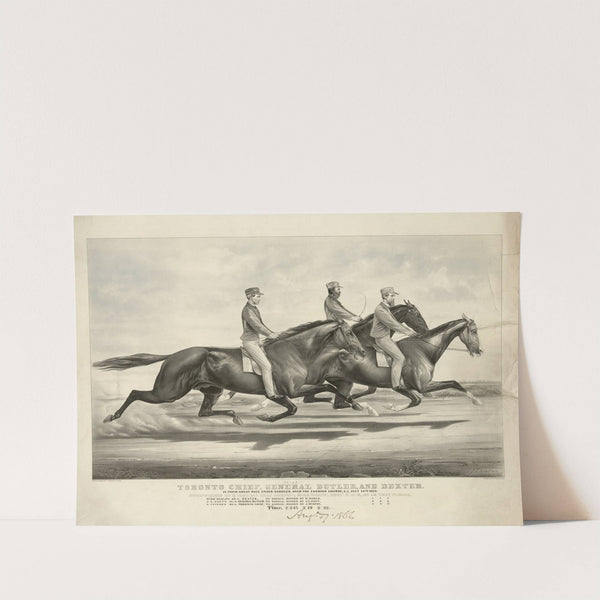 Toronto Chief, General Butler, and Dexter; in their great race under Saddles, over the Fashion Course, L.I. July 19th, 1866 (1866) by John Cameron