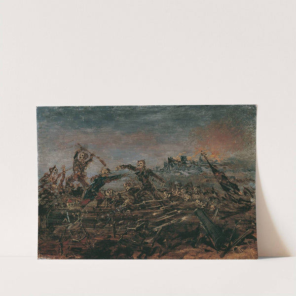 Totentanz auf dem Schlachtfeld vor brennenden Ruinen (1882-1885) by Anton Romako